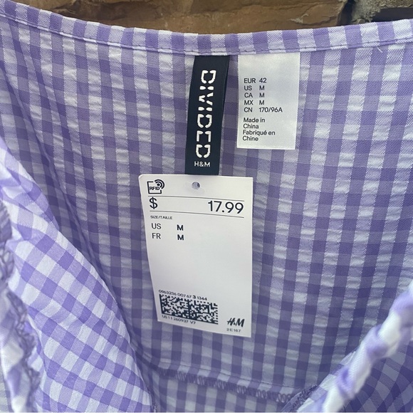H&M Divided Purple & White Gingham Dress Women’s Size Medium NWT - Picture 5 of 5